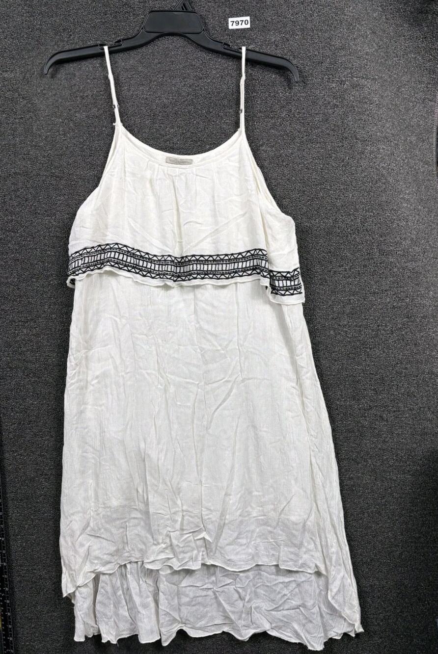 World Market Sheath Summer Dress Womens Size L/XL White Embroidered Sleeveless